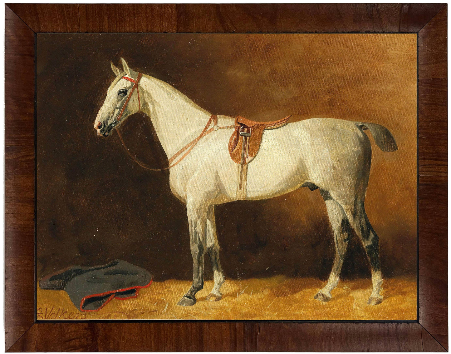 Vintage-Inspired Framed White Horse Print