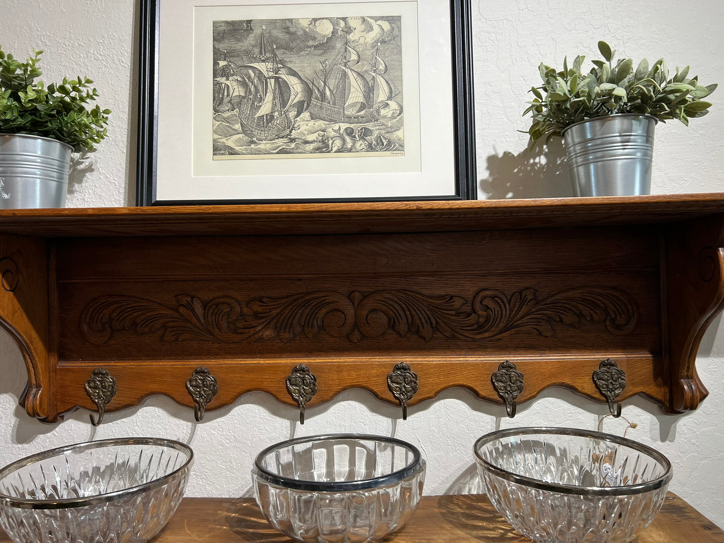 Vintage Belgian Oak Shelf #624