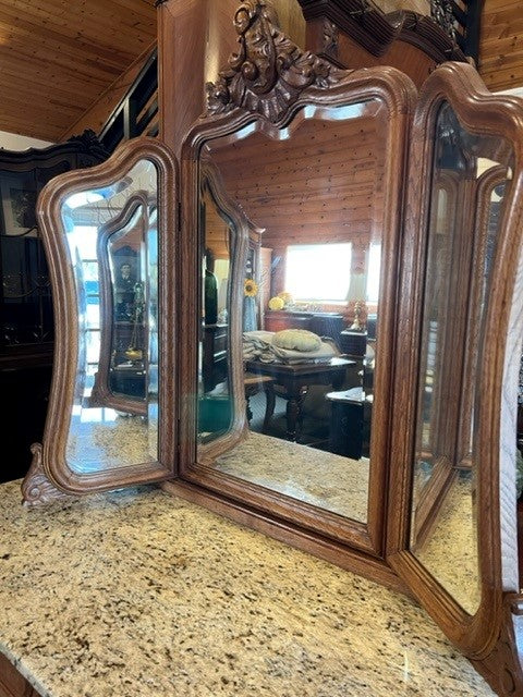Belgian Oak Dresser with Beveled Mirror