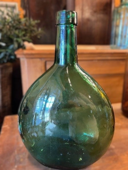 Large Vintage Hungarian Brandy Bottle - Dark Green