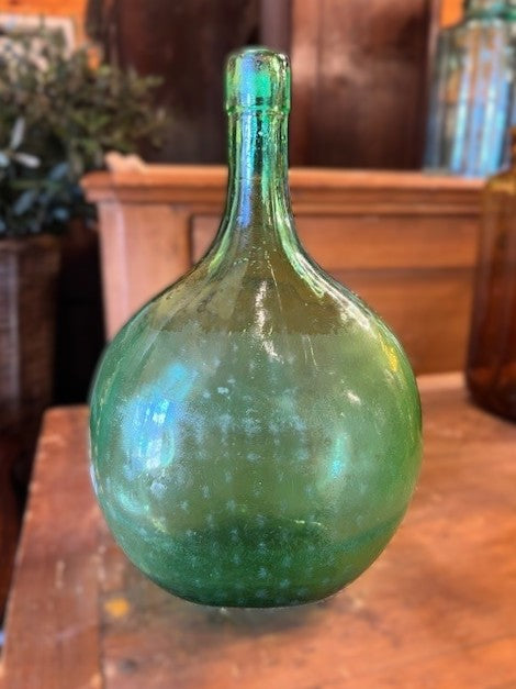 Small Vintage Hungarian Brandy Bottle - Green