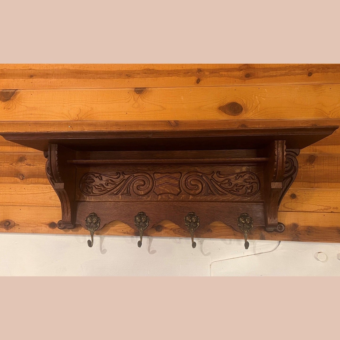 Vintage Belgian Oak Shelf #616
