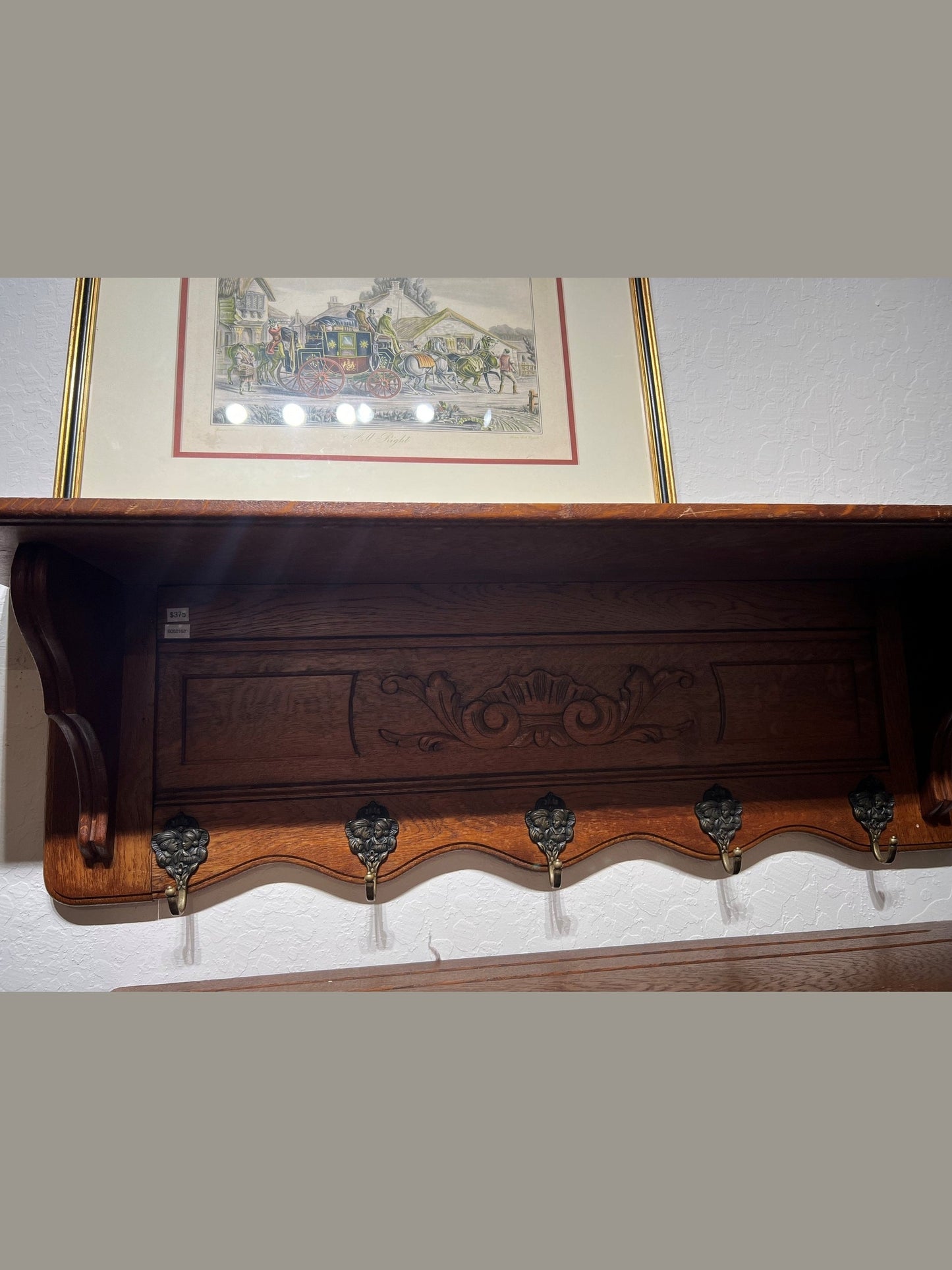 Vintage Belgian Oak Shelf #620