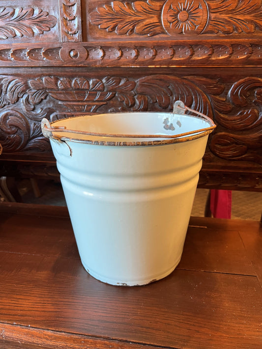 Vintage Hungarian Blue Water Bucket
