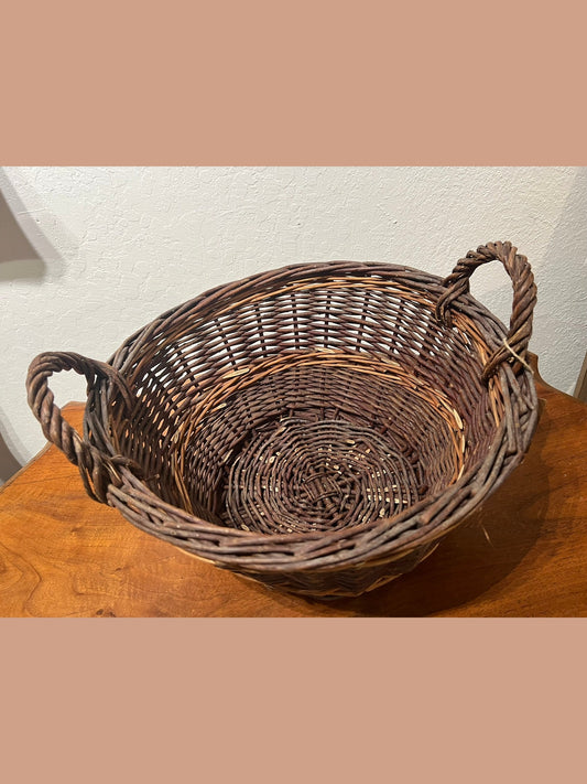 Basket - Dark Handwoven Twig Lg Round #67903