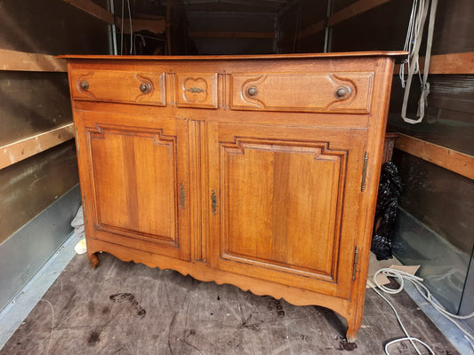 Antique French Oak Sideboard with Carved Raised Panels