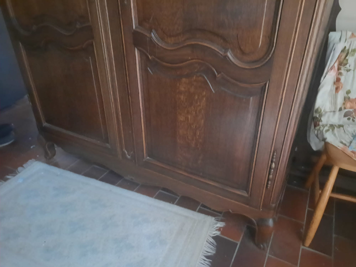 Antique French Louis XV Oak Armoire with Carved Panels, c.1900 #117