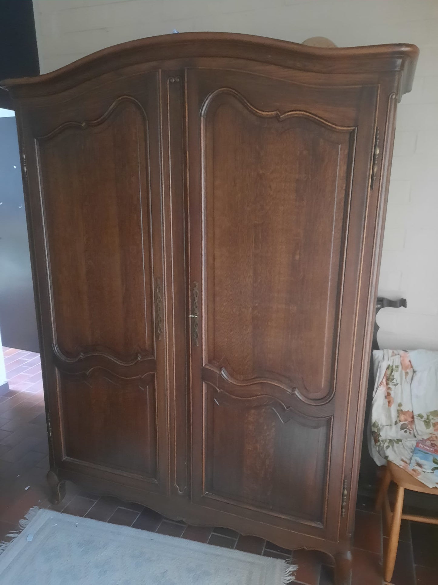 Antique French Louis XV Oak Armoire with Carved Panels, c.1900 #117
