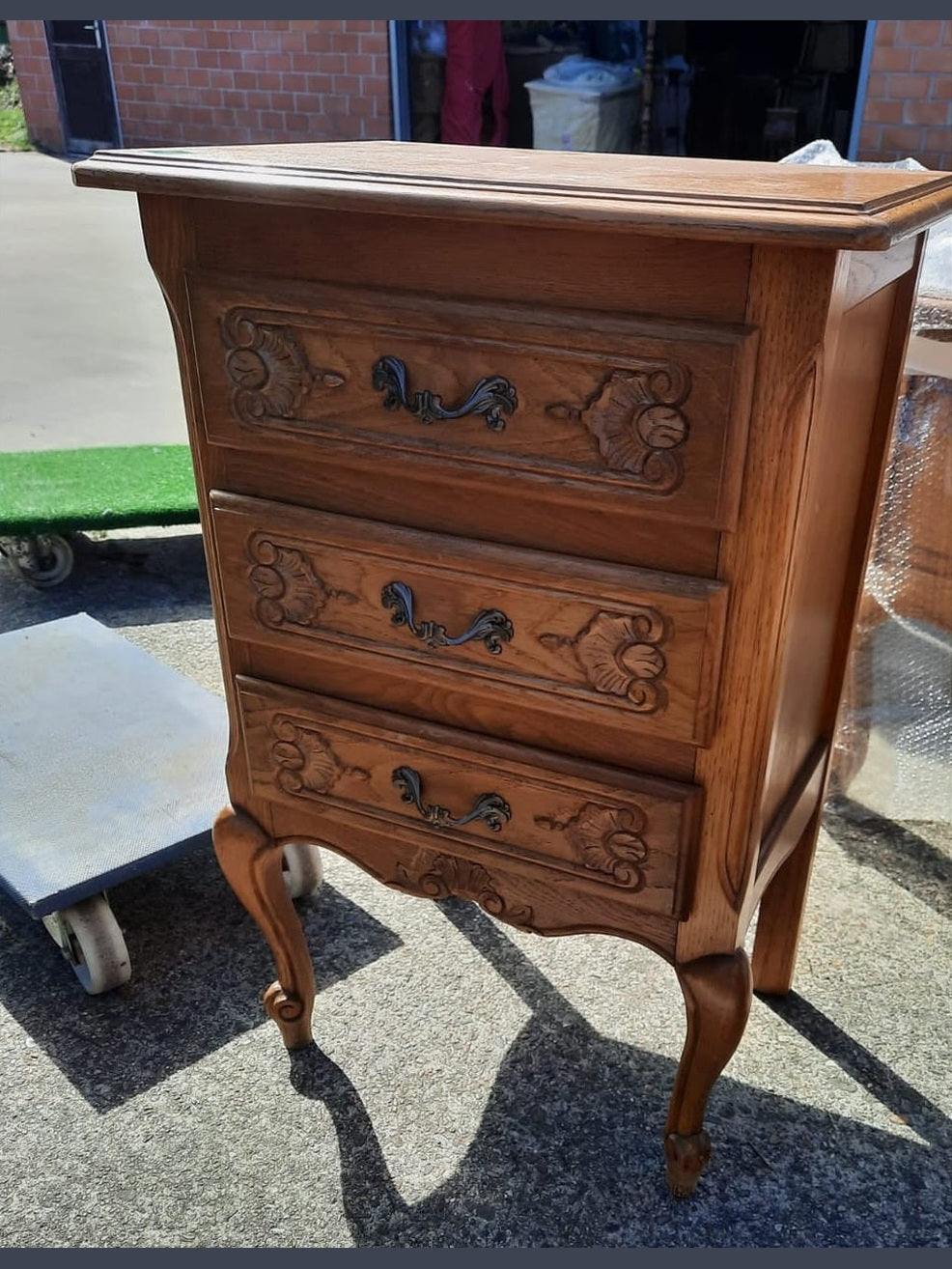 Vintage Belgian 3 Drawer Side Table
