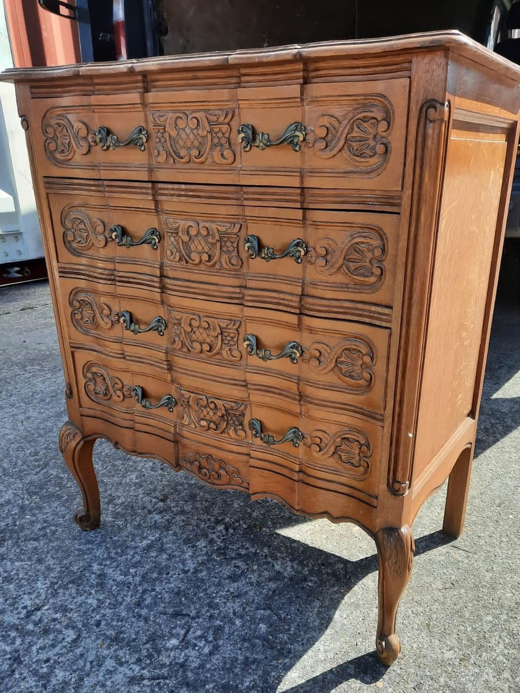 Vintage Belgian 4 Drawer Side Table
