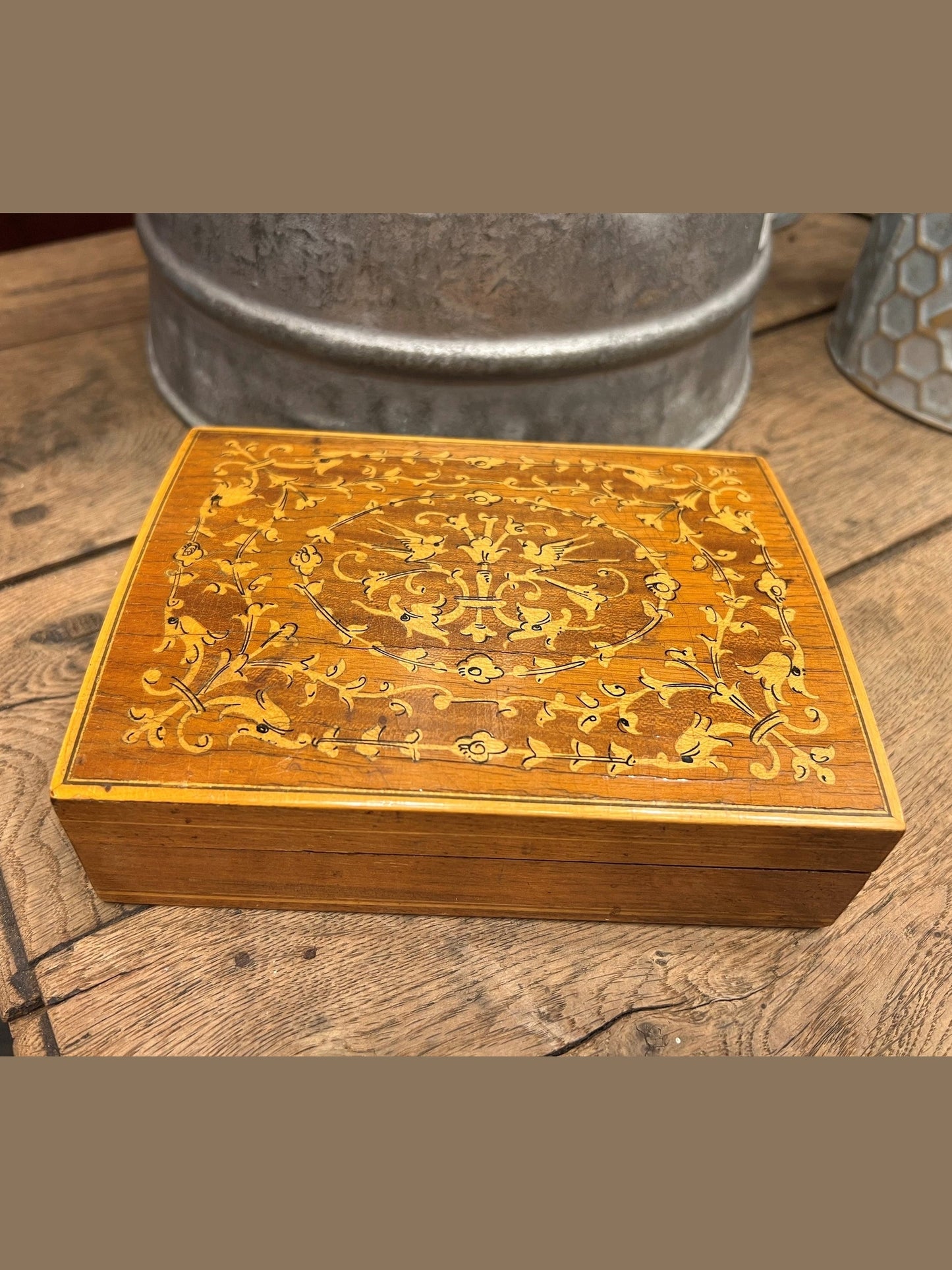 Vintage Belgian Walnut Box - , Inlayed Small #458