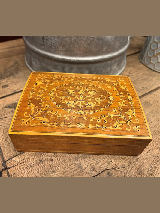 Vintage Belgian Walnut Box - , Inlayed Small #458
