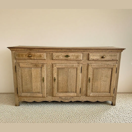Antique French Bleached Oak Raised Panel Buffet