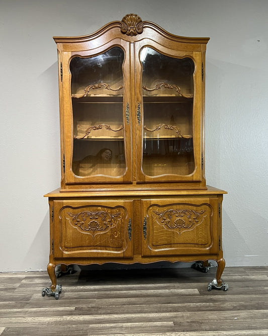 Vintage Belgian Oak Display Cabinet