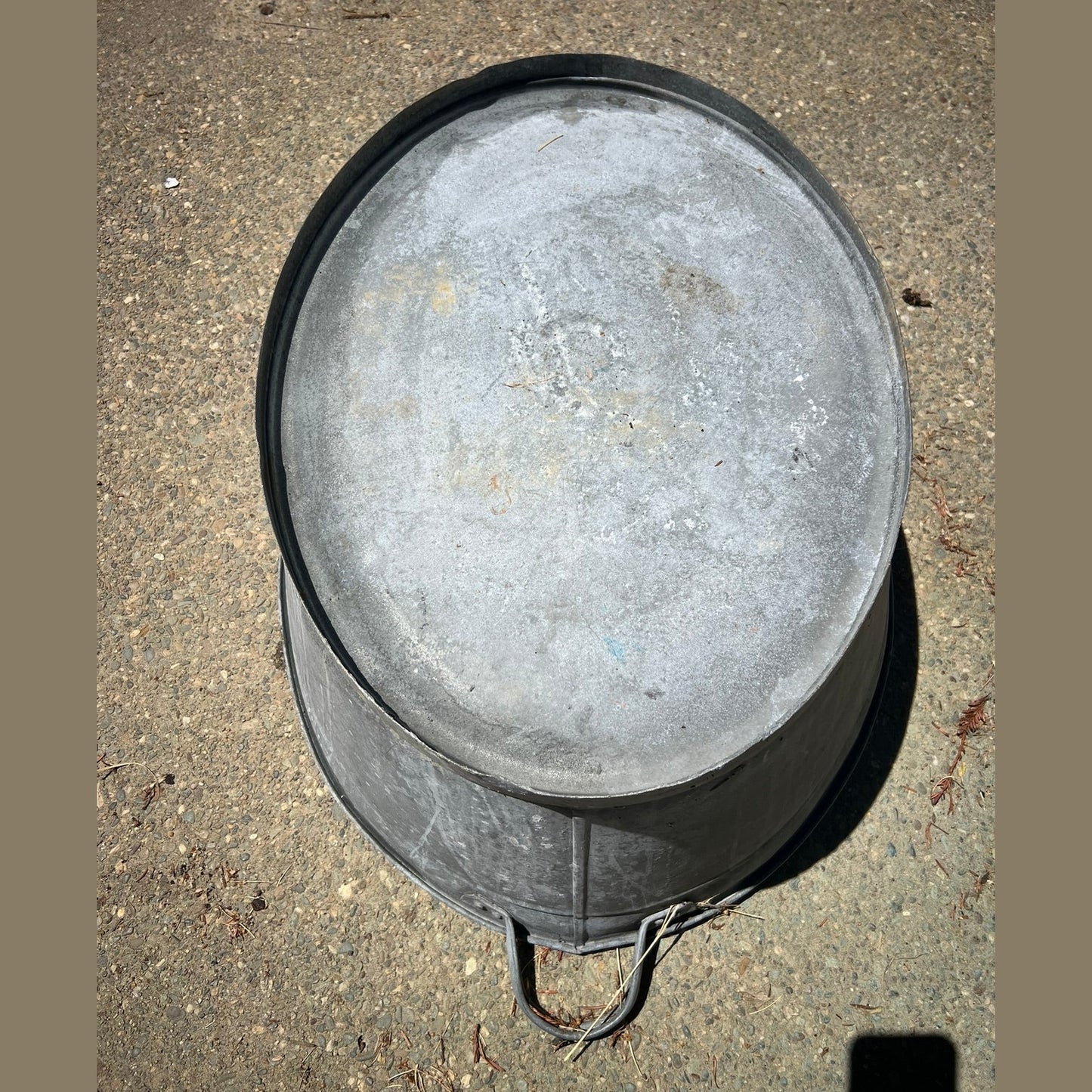 Antique Hungarian Galvanized Zinc Wash Basin Planter #4