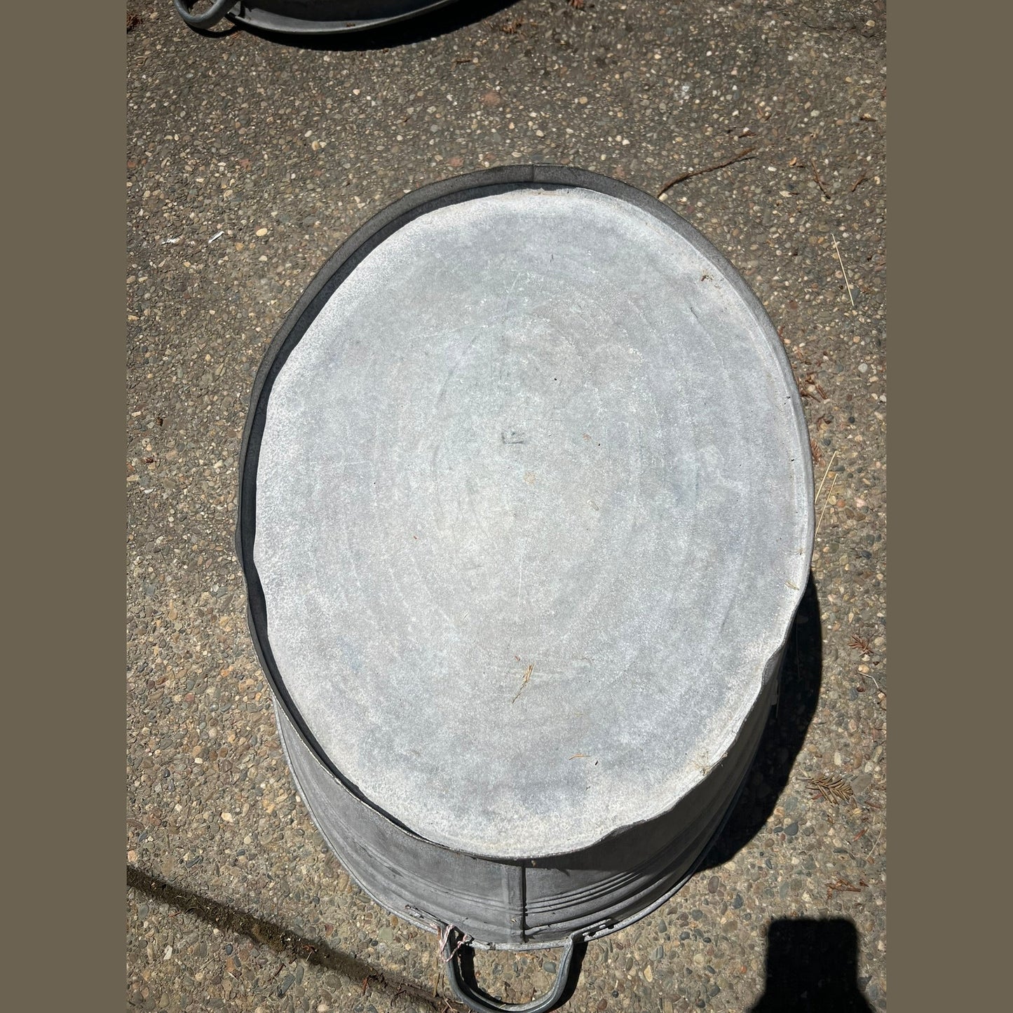 Antique Hungarian Galvanized Zinc Wash Basin Planter #3