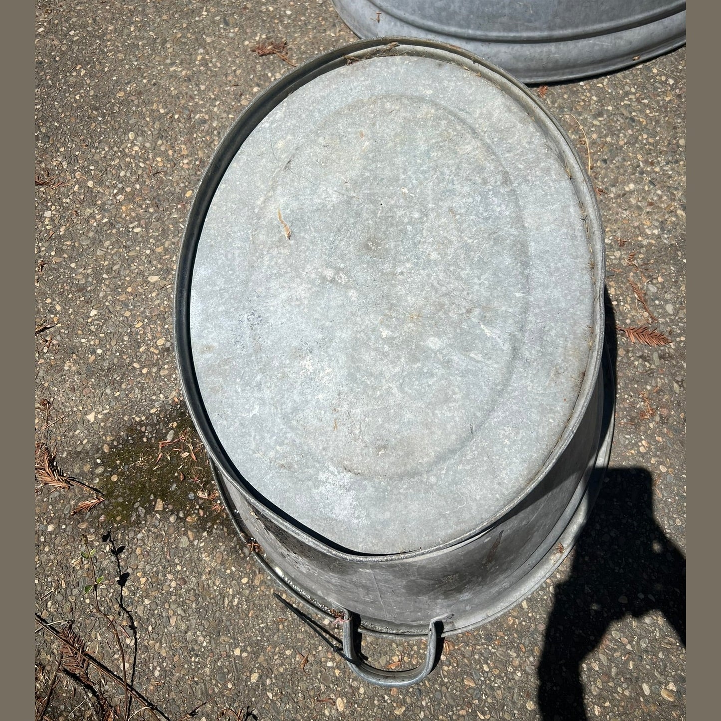 Antique Hungarian Galvanized Zinc Wash Basin Planter #2
