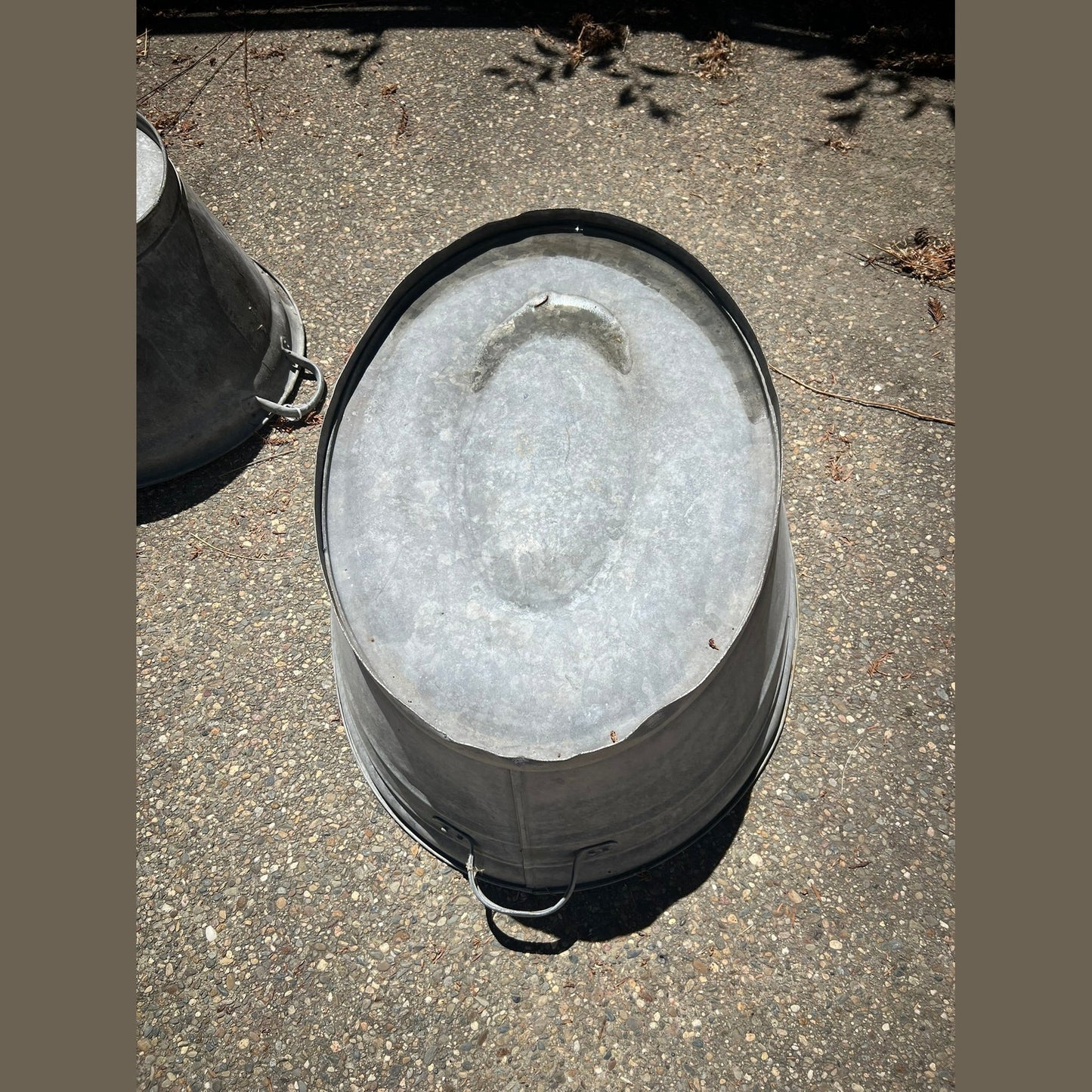 Antique Hungarian Galvanized Zinc Wash Basin Planter #5