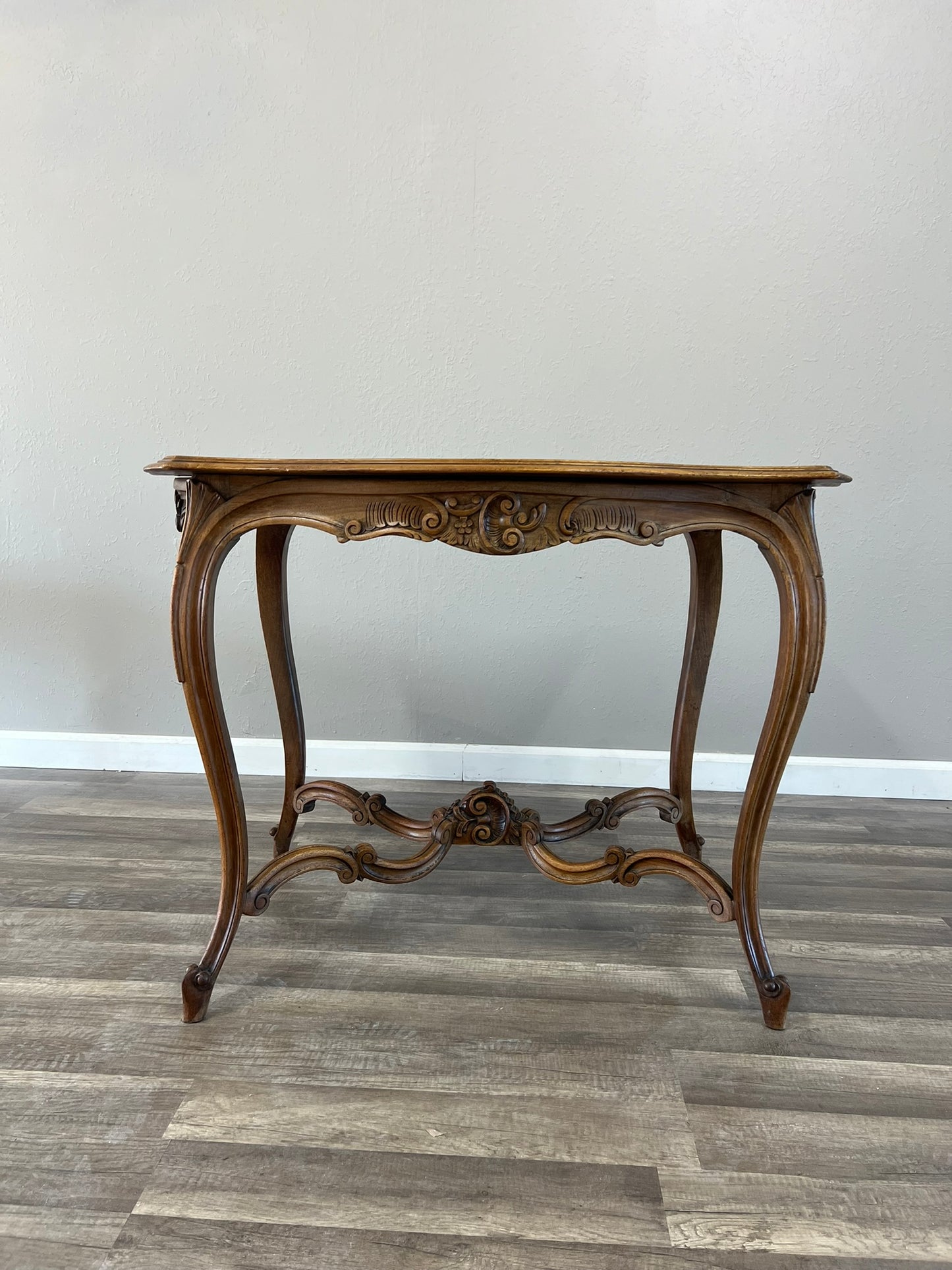 Antique French Walnut Louis XV Occasional Table – 19th Century Carved Elegance