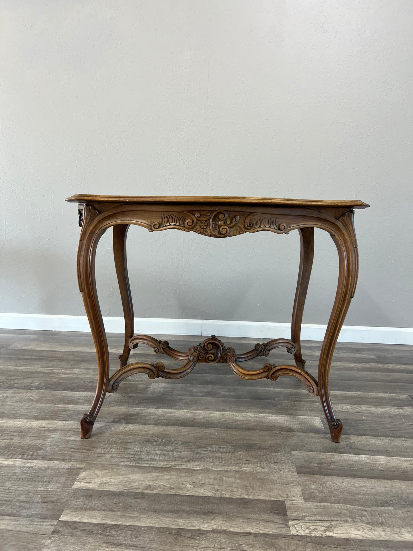 Antique French Walnut Louis XV Occasional Table – 19th Century Carved Elegance