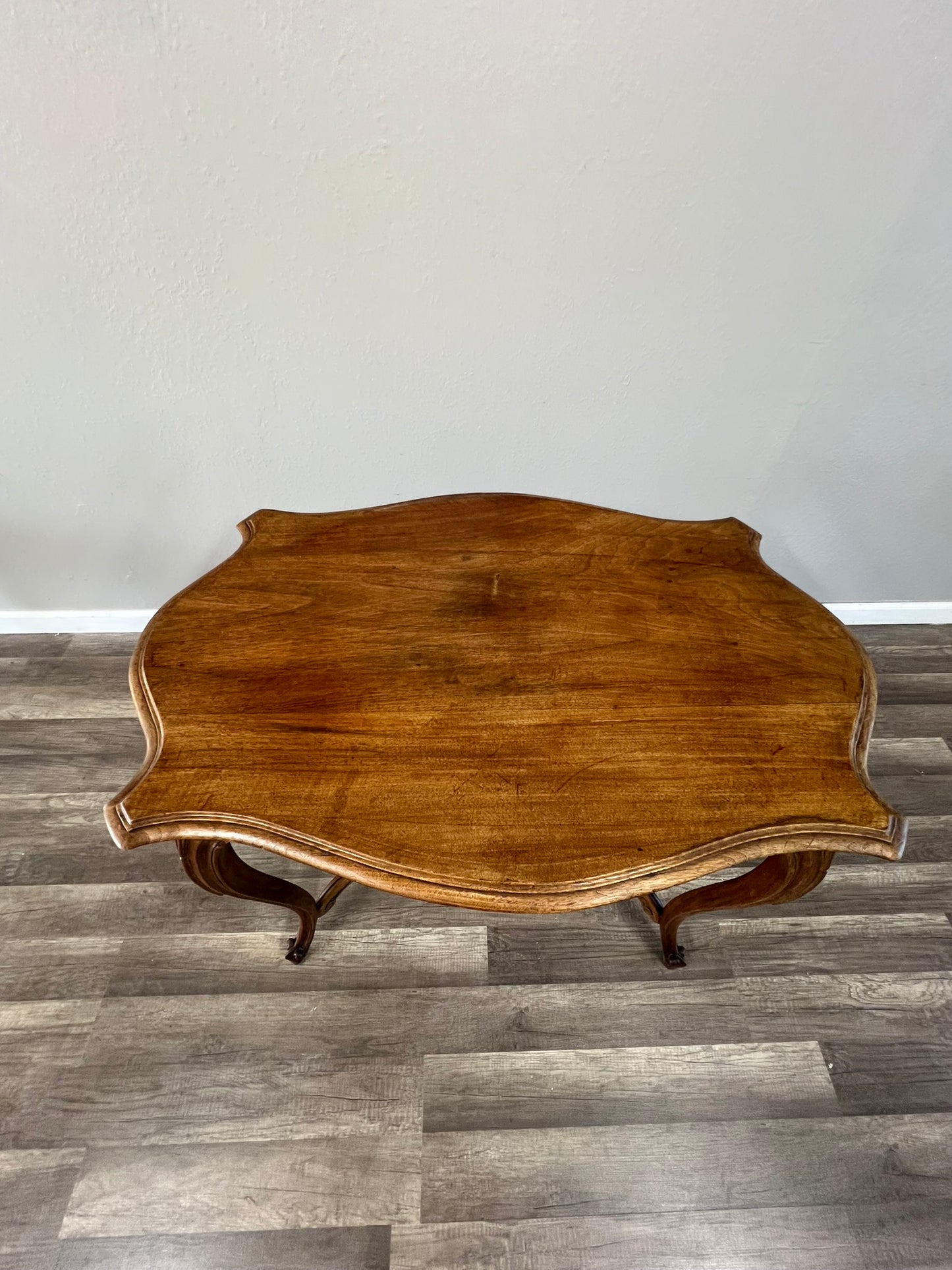 Antique French Walnut Louis XV Occasional Table – 19th Century Carved Elegance