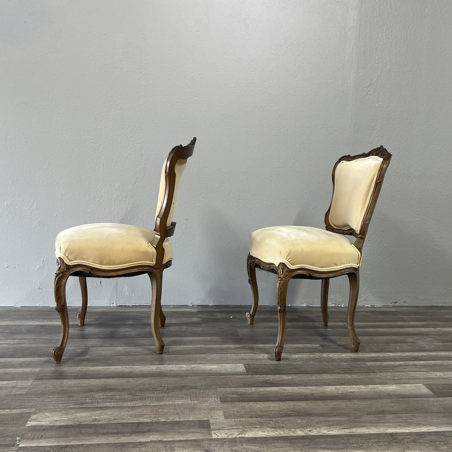 Pair French Walnut Louis XV Chairs