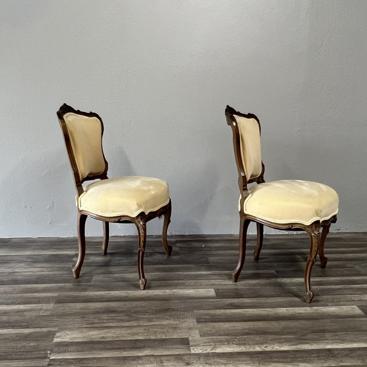 Pair French Walnut Louis XV Chairs