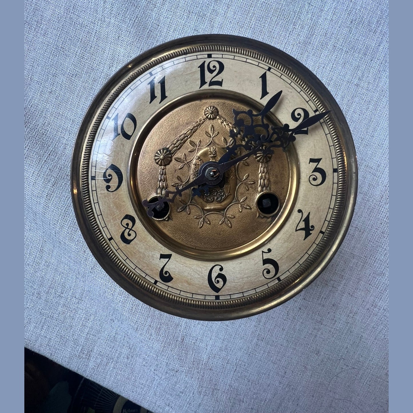 Antique European Walnut Wall Clock with Porcelain Dial, Circa 1900 #382