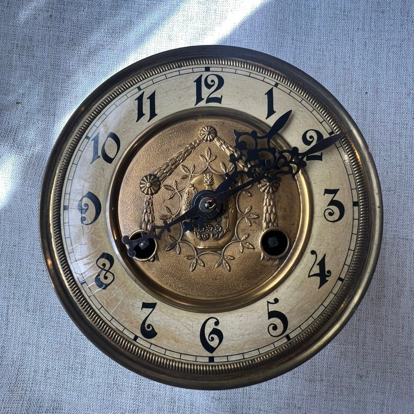 Antique European Walnut Wall Clock with Porcelain Dial, Circa 1900 #382