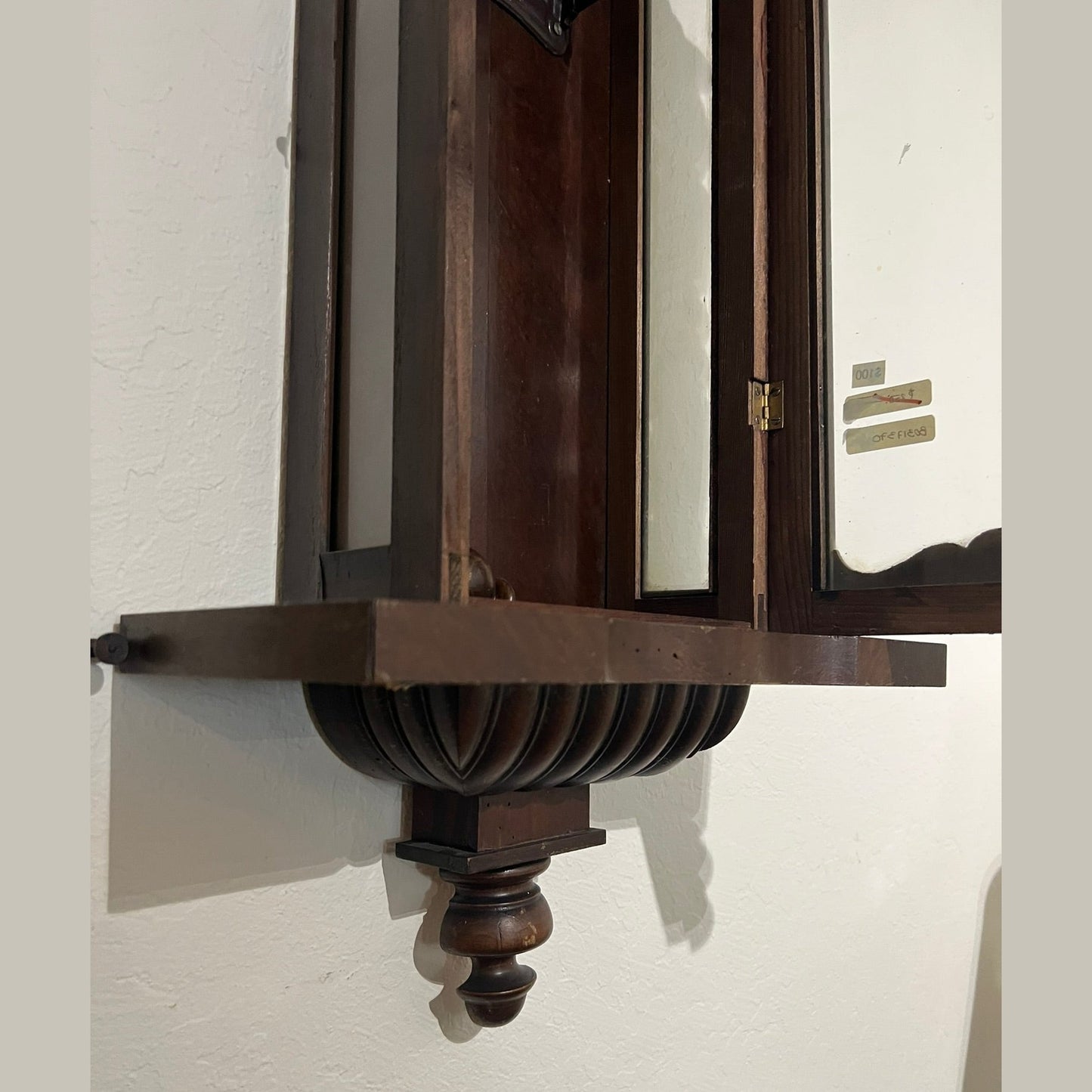 Antique European Walnut Wall Clock with Porcelain Dial, Circa 1900  #370