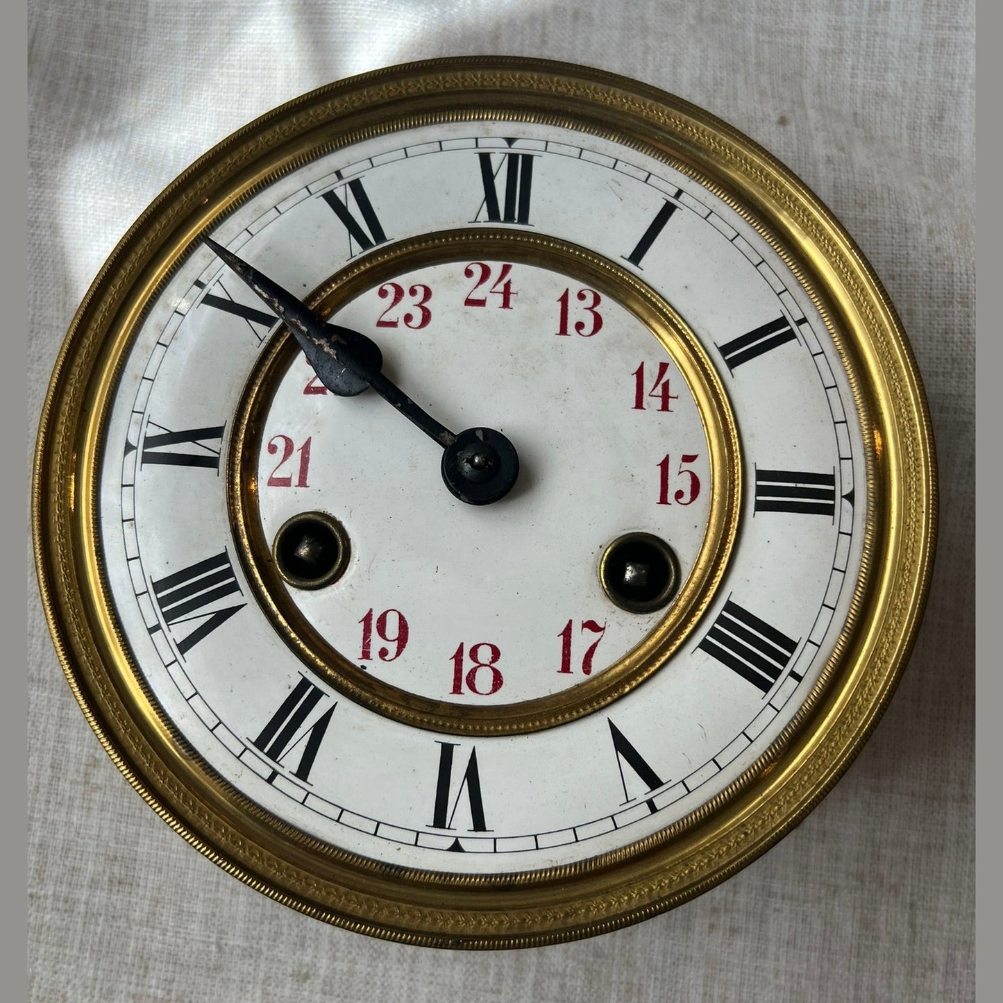 Antique European Walnut Wall Clock with Porcelain Dial, Circa 1900  #370