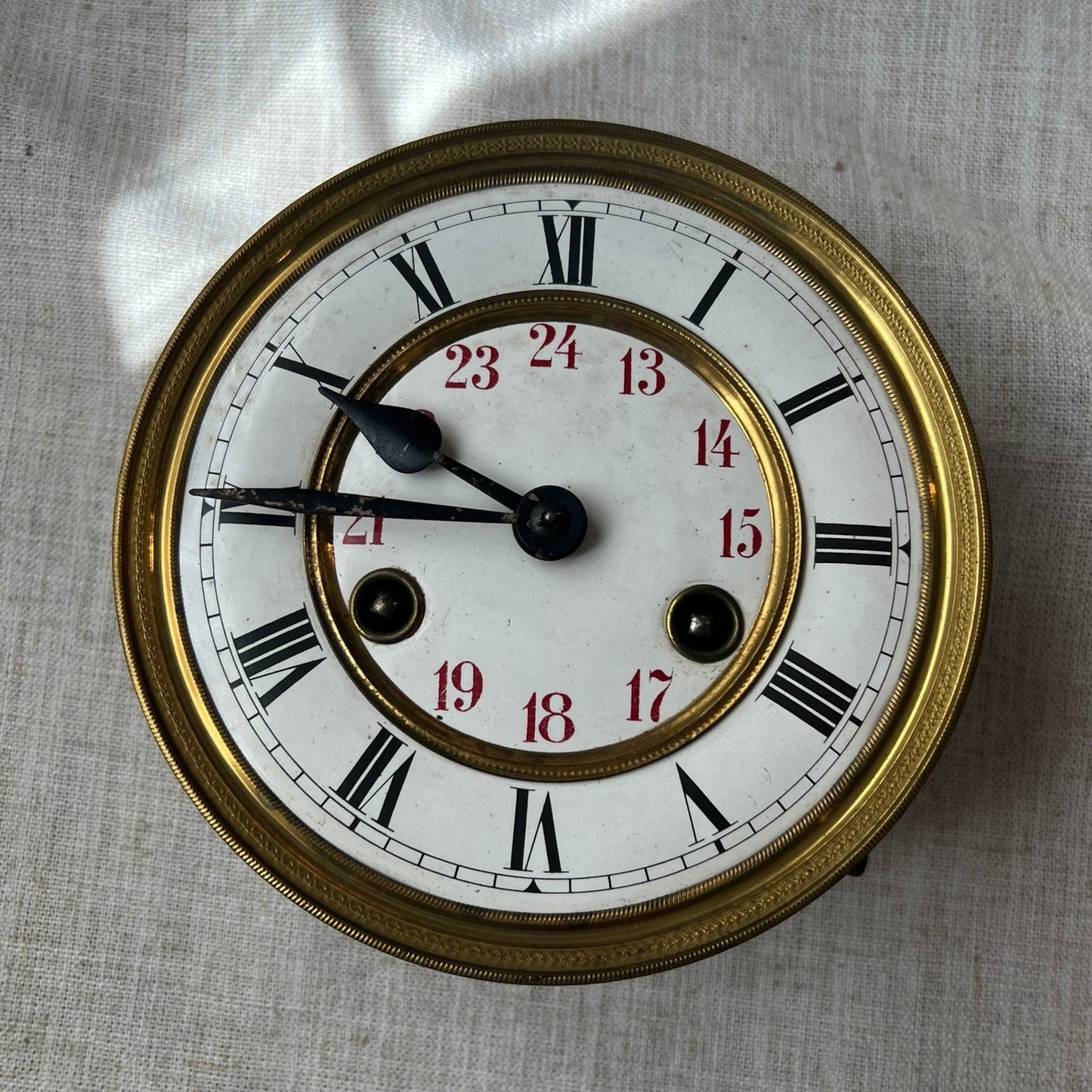 Antique European Walnut Wall Clock with Porcelain Dial, Circa 1900  #370