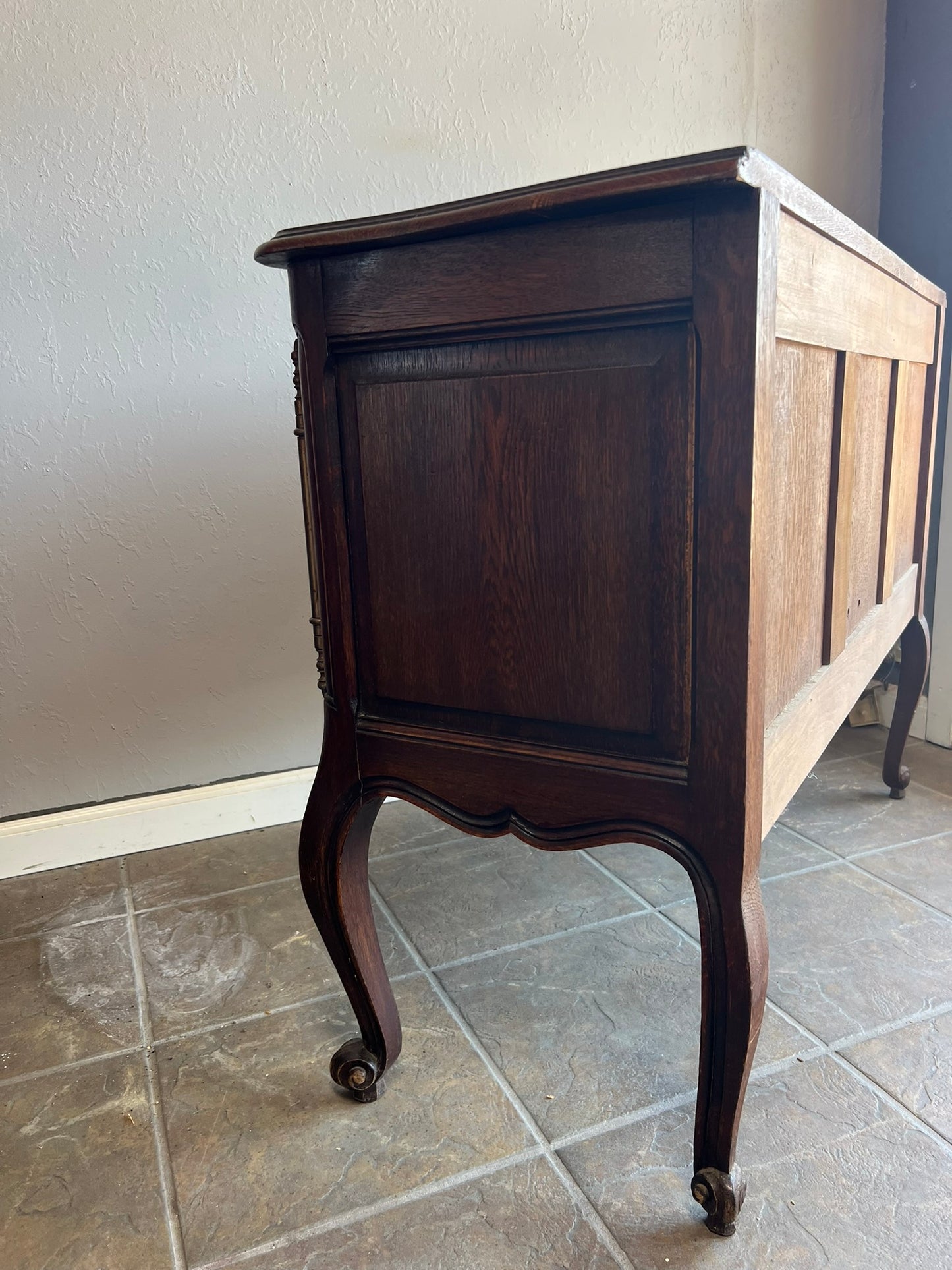 Vintage Belgian Oak Sideboard with Carved Floral Detail, Early 1900s