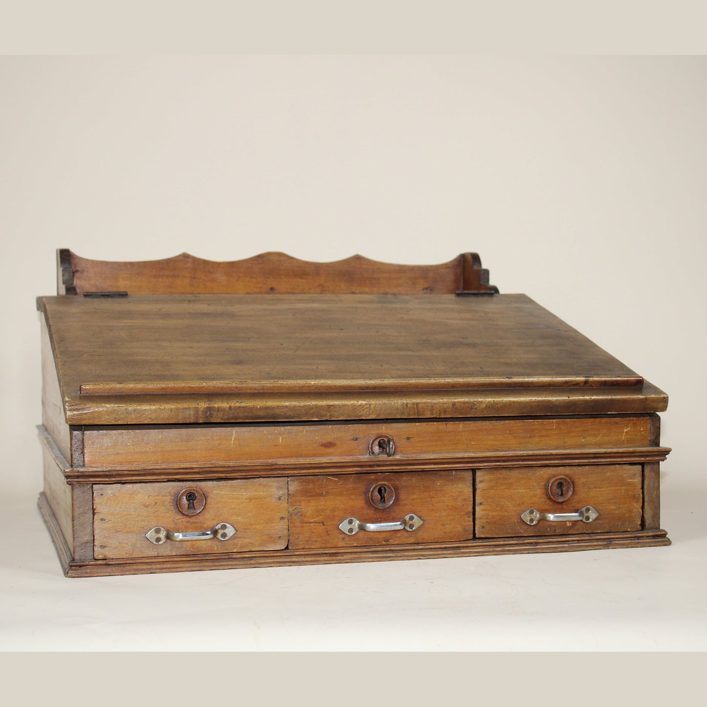 Antique European Traveling Writing Desk with Locking Drawers