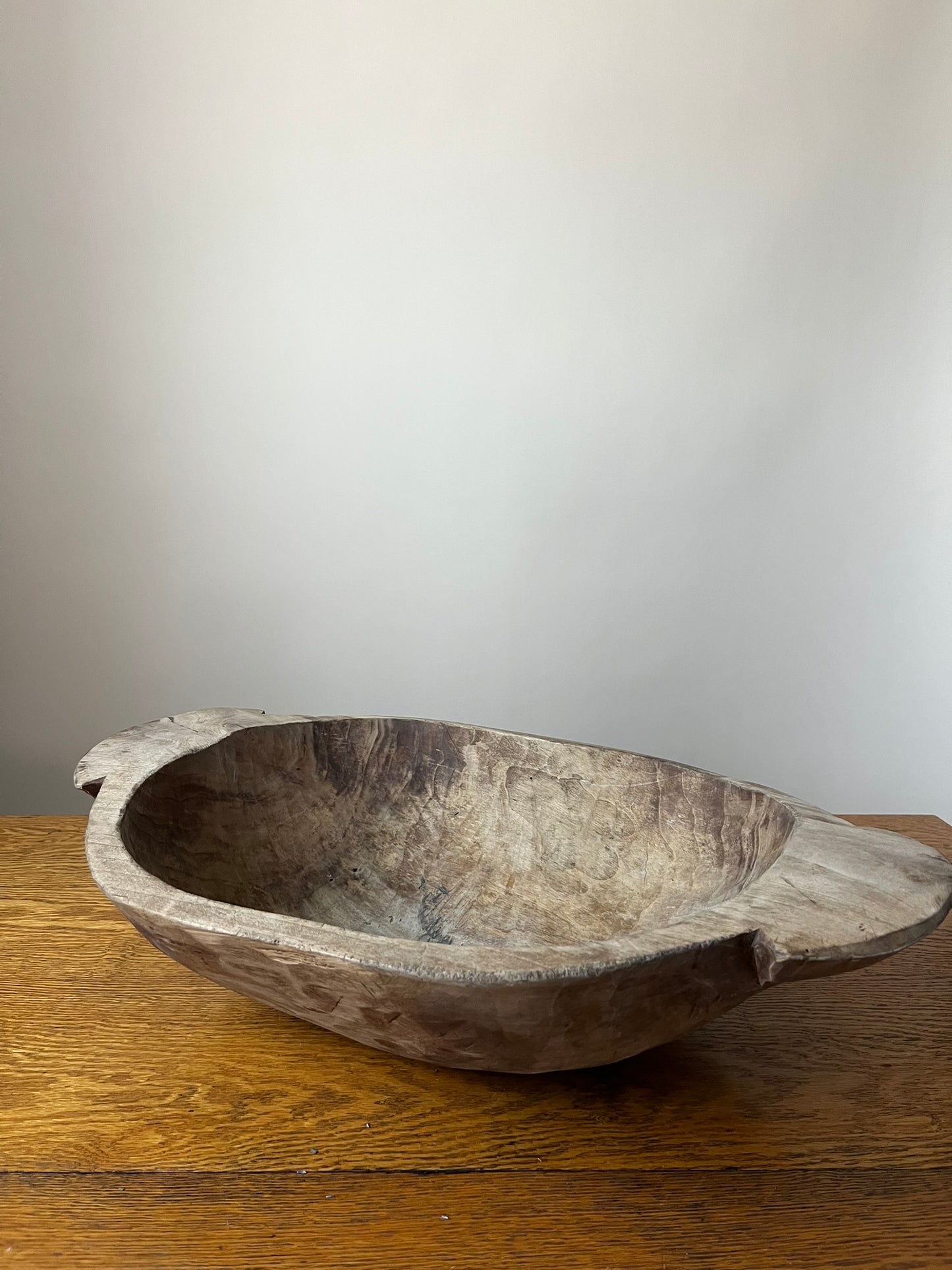 Vintage Hungarian Rustic Dough Bowl – Hand Carved Wooden Trough #206