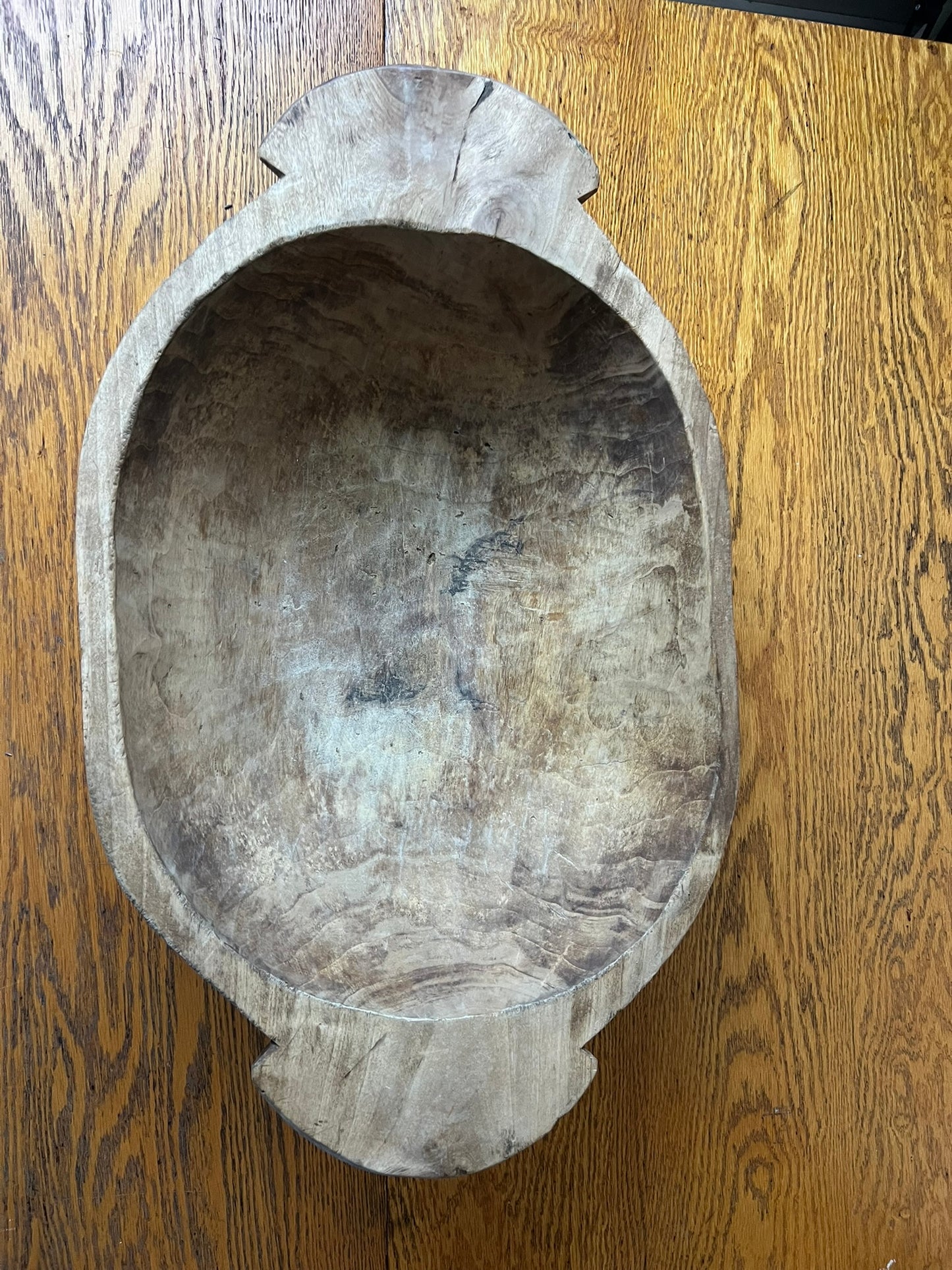Vintage Hungarian Rustic Dough Bowl – Hand Carved Wooden Trough #206