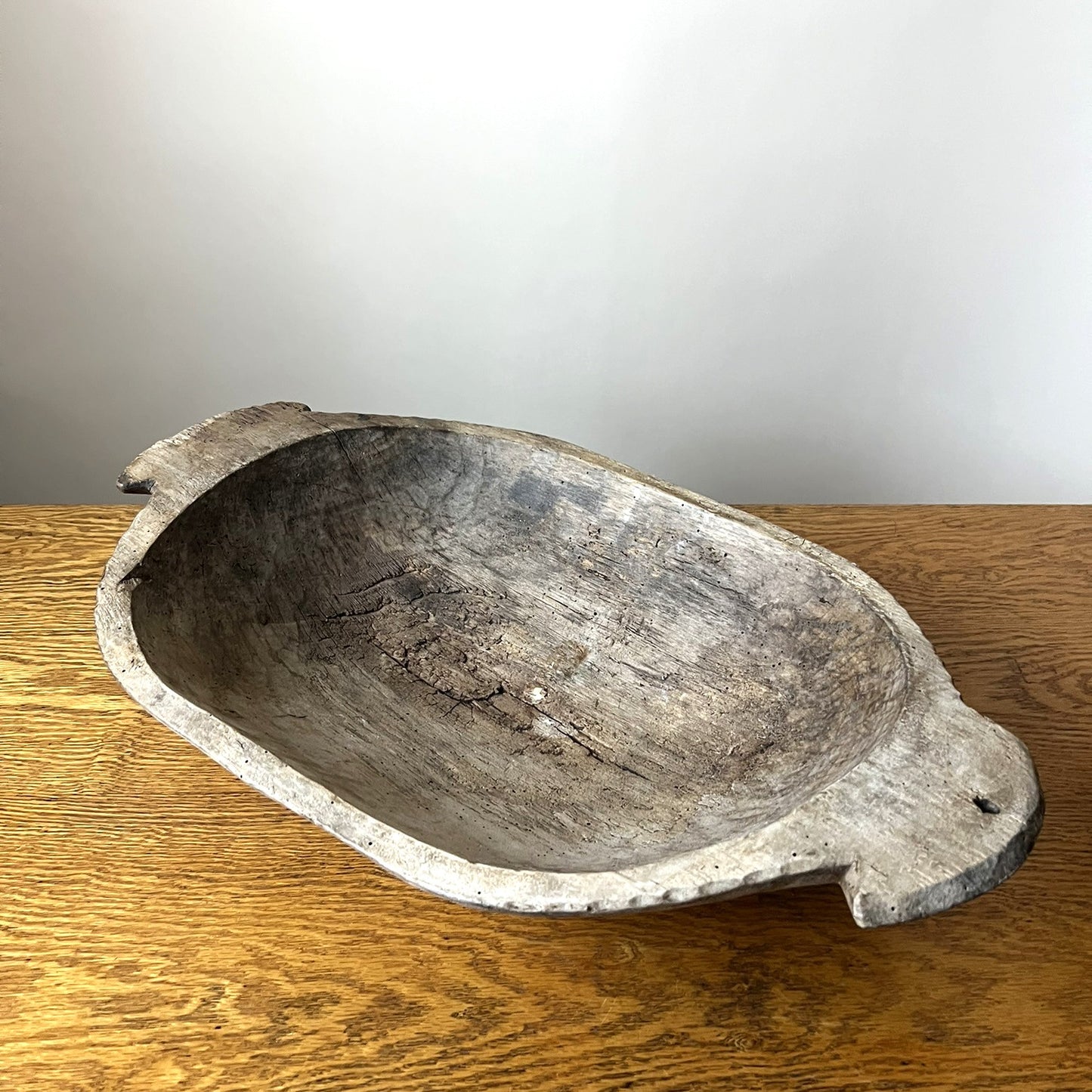 Vintage Hungarian Rustic Dough Bowl – Hand Carved Wooden Trough #507