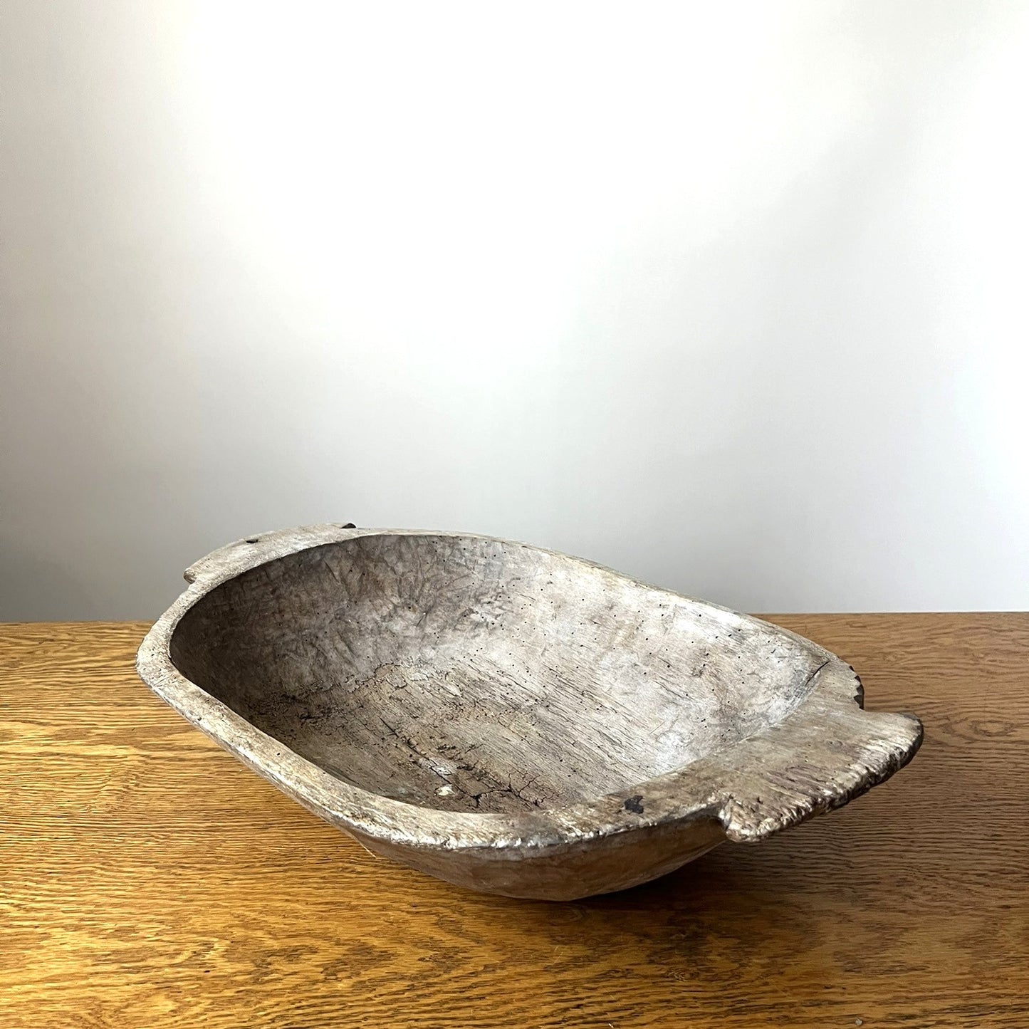 Vintage Hungarian Rustic Dough Bowl – Hand Carved Wooden Trough #507