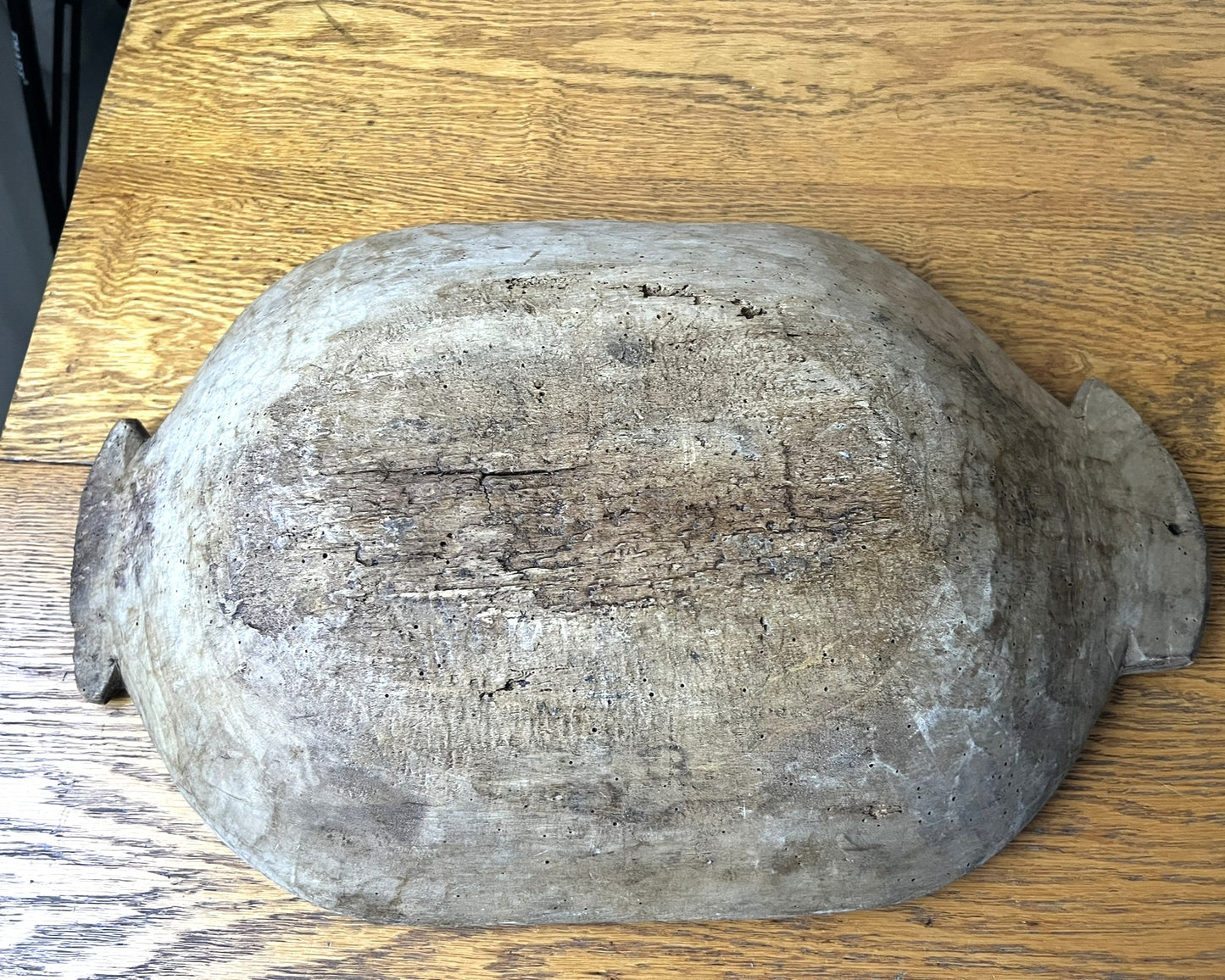 Vintage Hungarian Rustic Dough Bowl – Hand Carved Wooden Trough #507