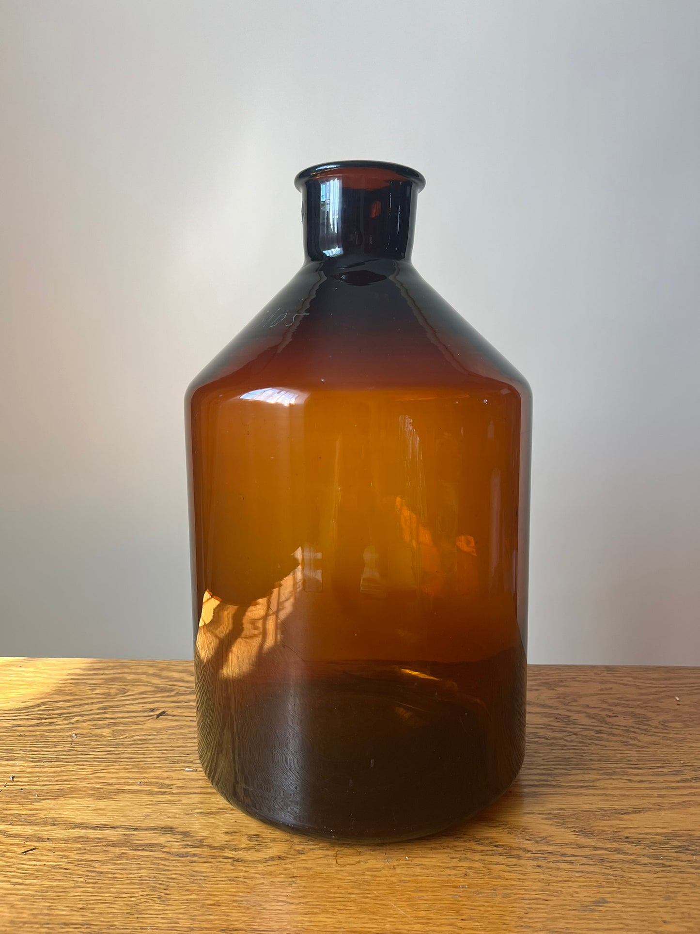 Vintage French Amber Glass Apothecary Jar – Large Decorative Pharmacy Bottle