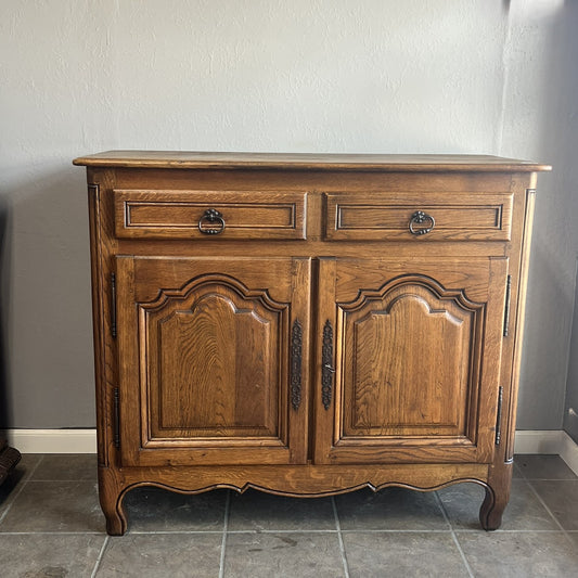 Vintage French Oak 2-Door Buffet with Drawers – Classic Provincial Sideboard