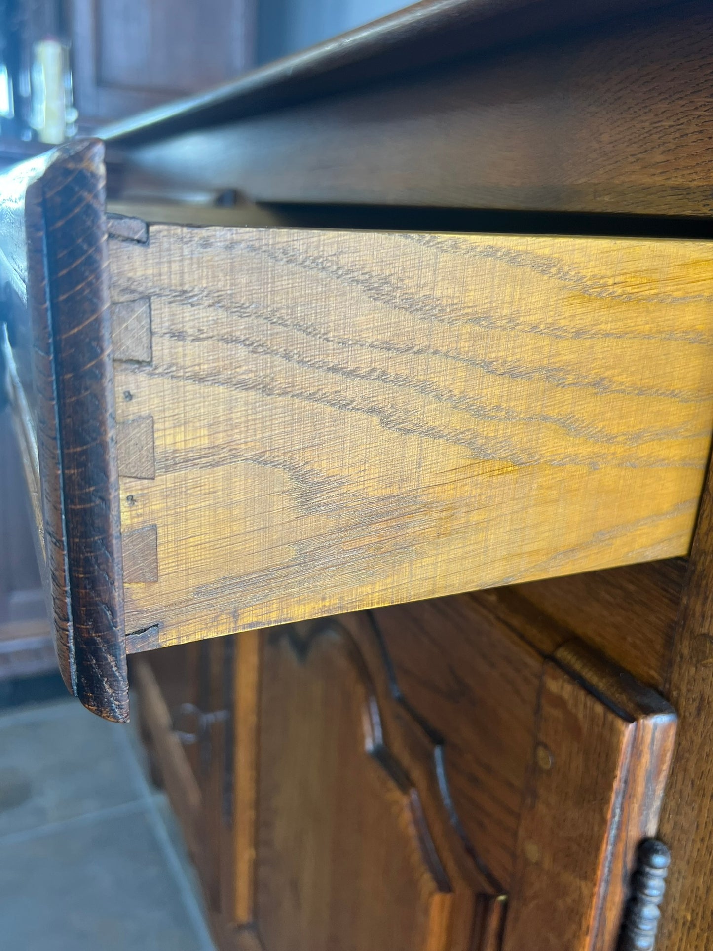 Vintage French Oak 2-Door Buffet with Drawers – Classic Provincial Sideboard