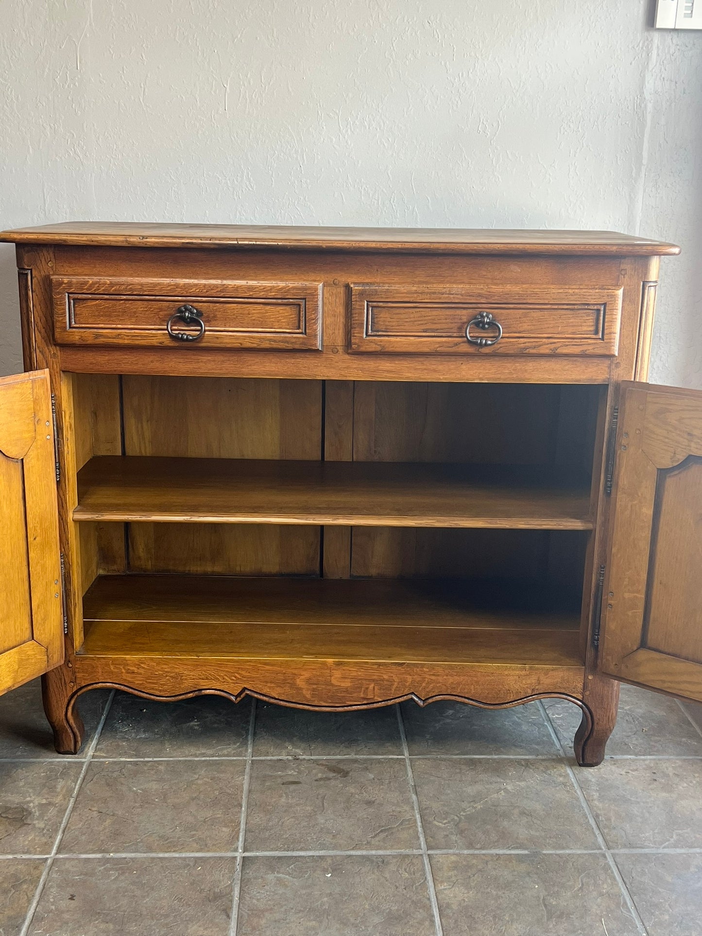 Vintage French Oak 2-Door Buffet with Drawers – Classic Provincial Sideboard