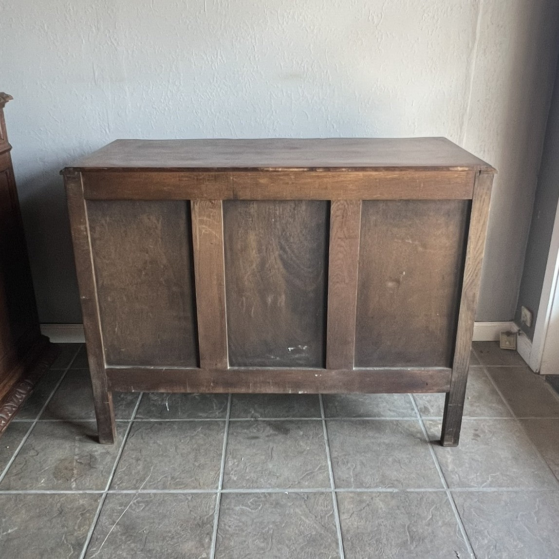 Vintage French Oak Dresser with Carved Details and Serpentine Front