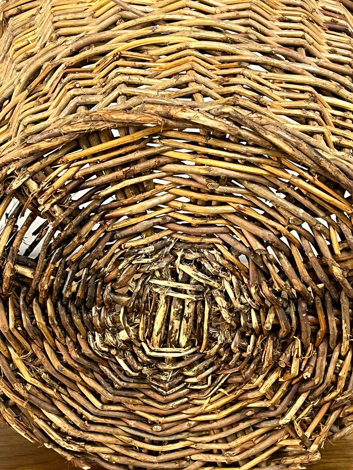 Vintage European Wicker Harvest Basket with Twisted Handles #655