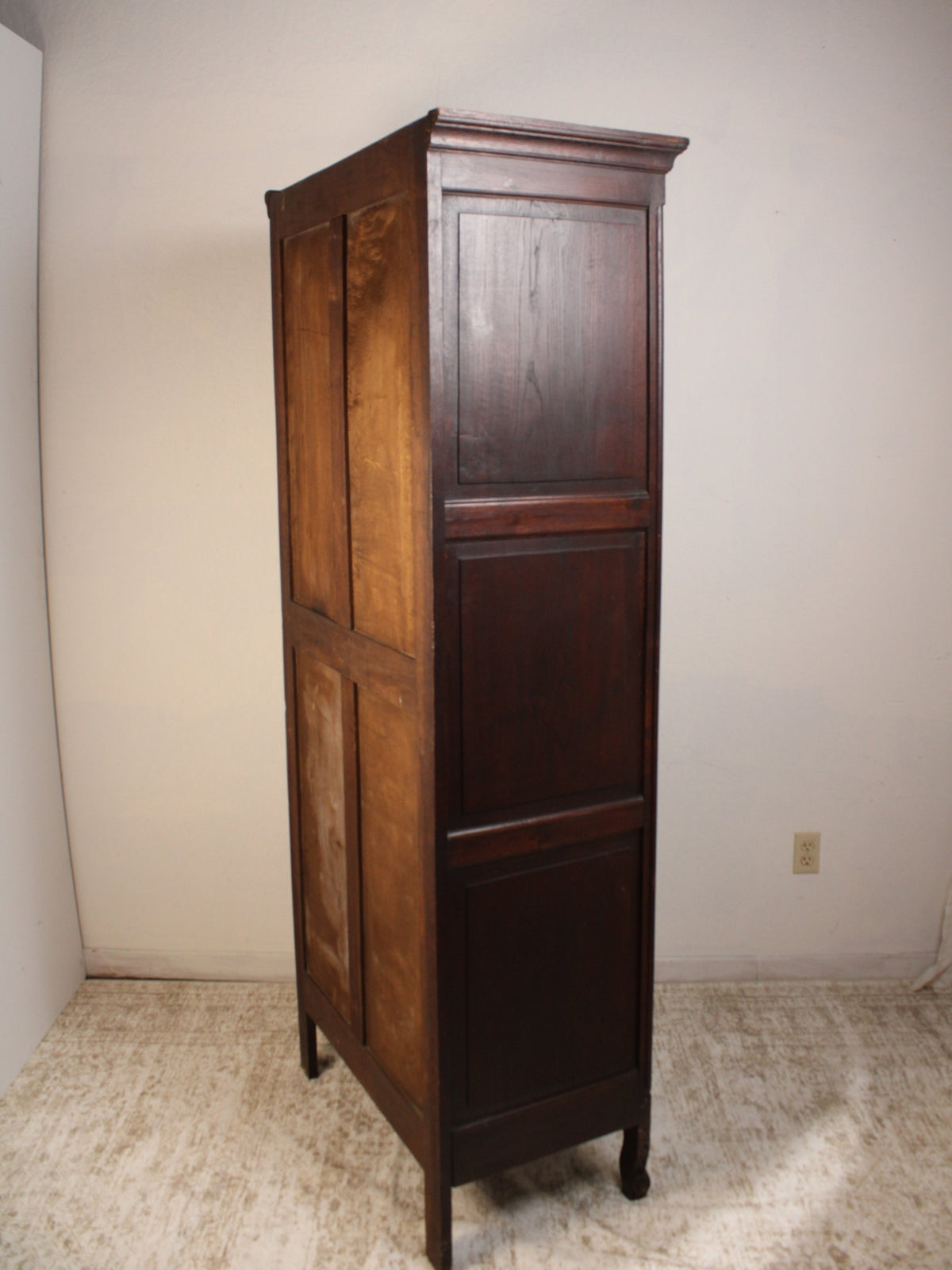 Antique French Provincial Carved Solid Oak Bonnetière