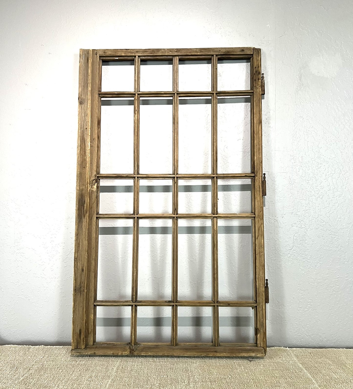 Vintage Hungarian Wood Window Frame – Rustic Farmhouse Architectural Salvage Decor