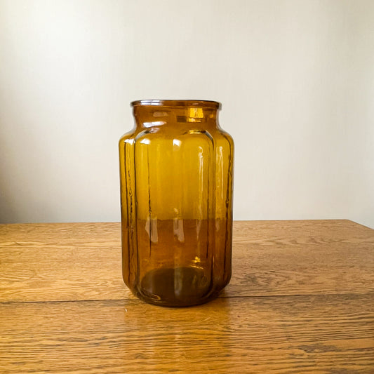Amber Hungarian Hand-Blown Glass Pickle Jar