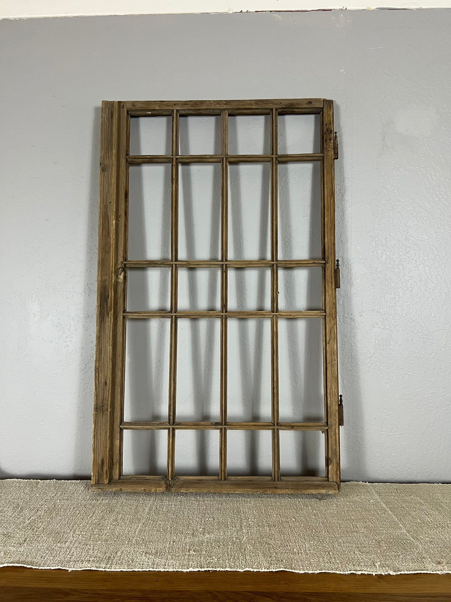 Vintage Hungarian Wood Window Frame – Rustic Farmhouse Architectural Salvage Decor