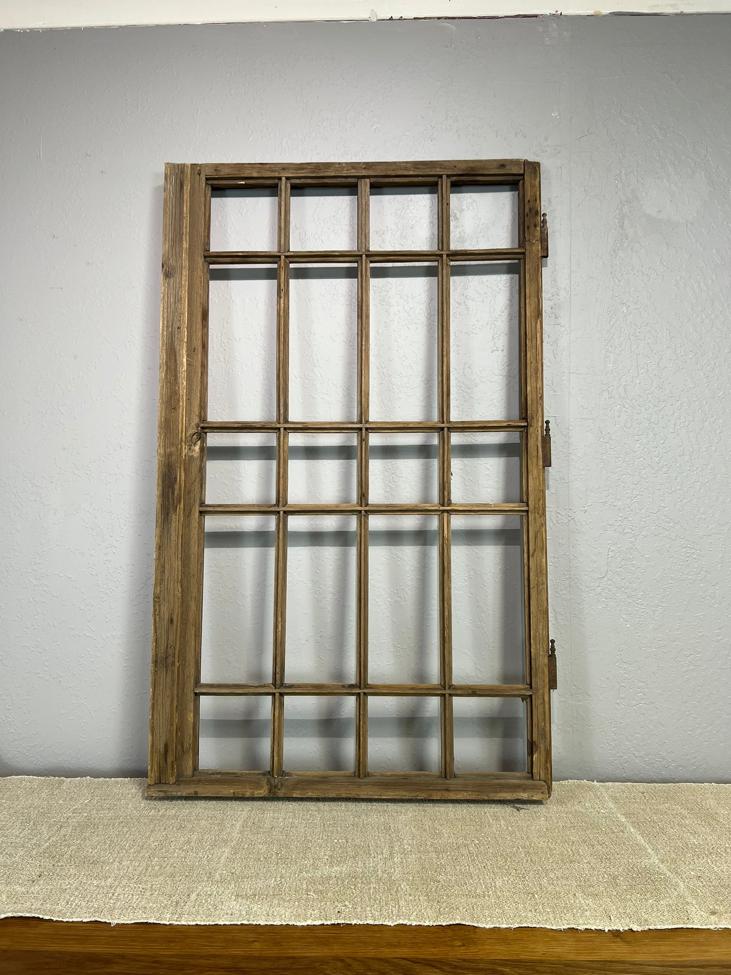 Vintage Hungarian Wood Window Frame – Rustic Farmhouse Architectural Salvage Decor